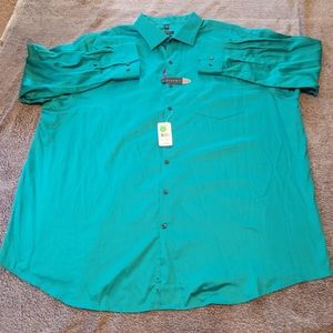 Synrgy Mens 19-34/35 Non-Iron Big And Tall Long Sleeve Teal  Button Down Shirt